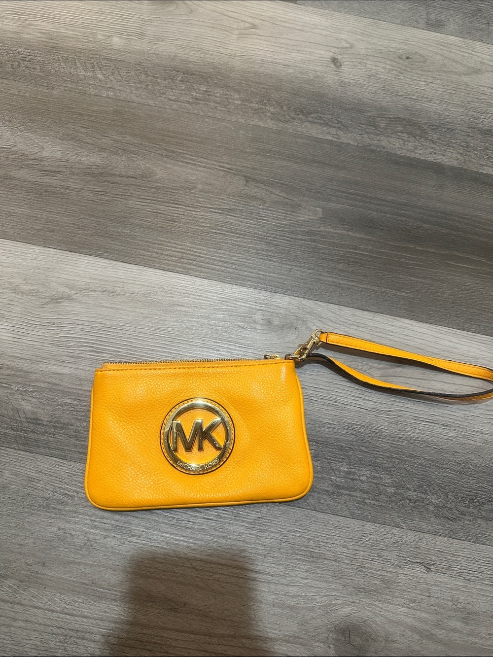 Michael Kors Yellow Leather MK Emblem Wristlet